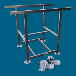SOPORTE DE INOXIDABLE PARA CUBA SEMI CILINDRICO 200 L